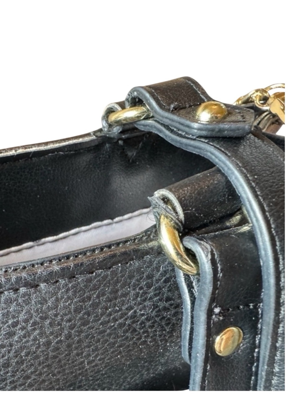 Juicy Couture Edgy Black Handbag Shoulder Bag Crossbody with Gold Chain Details - Picture 10 of 15